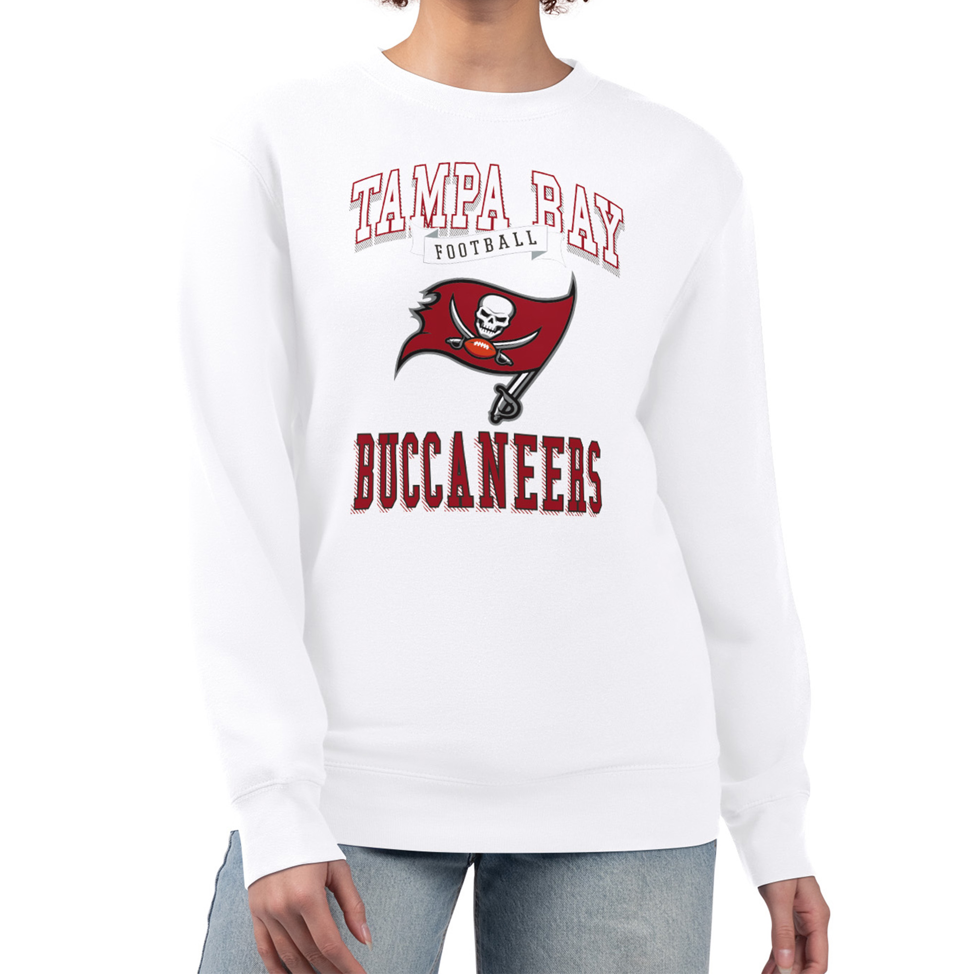 Women's G-III 4Her by Carl Banks White Tampa Bay Buccaneers Team Logo Graphic Tri-Blend Pullover Sweatshirt