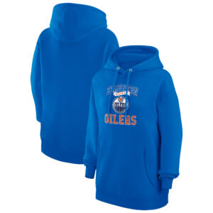 Women's G-III 4Her by Carl Banks Royal Edmonton Oilers Team Logo Tri-Blend Fleece Pullover Hoodie