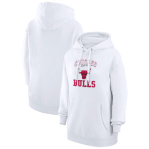 Women's G-III 4Her by Carl Banks White Chicago Bulls Graphic Fleece Pullover Hoodie