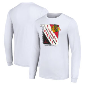 Men's Starter White Chicago Blackhawks Shield Long Sleeve Graphic T-Shirt