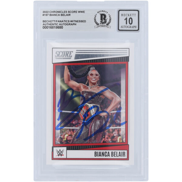 Bianca Belair WWE Autographed 2022 Panini Chronicles Score #197 Beckett Fanatics Witnessed Authenticated 10 Card - Image 4