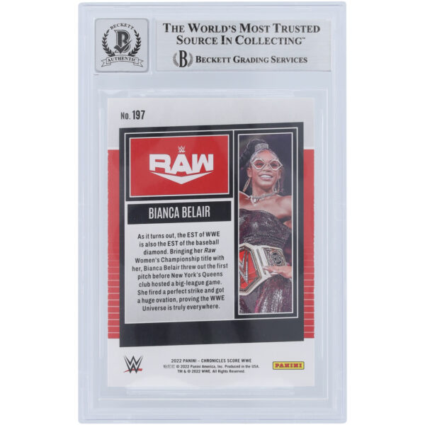 Bianca Belair WWE Autographed 2022 Panini Chronicles Score #197 Beckett Fanatics Witnessed Authenticated 10 Card - Image 5