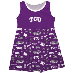 Girls Infant Vive La Fete Purple TCU Horned Frogs Impressions Artwork Tank Top Dress