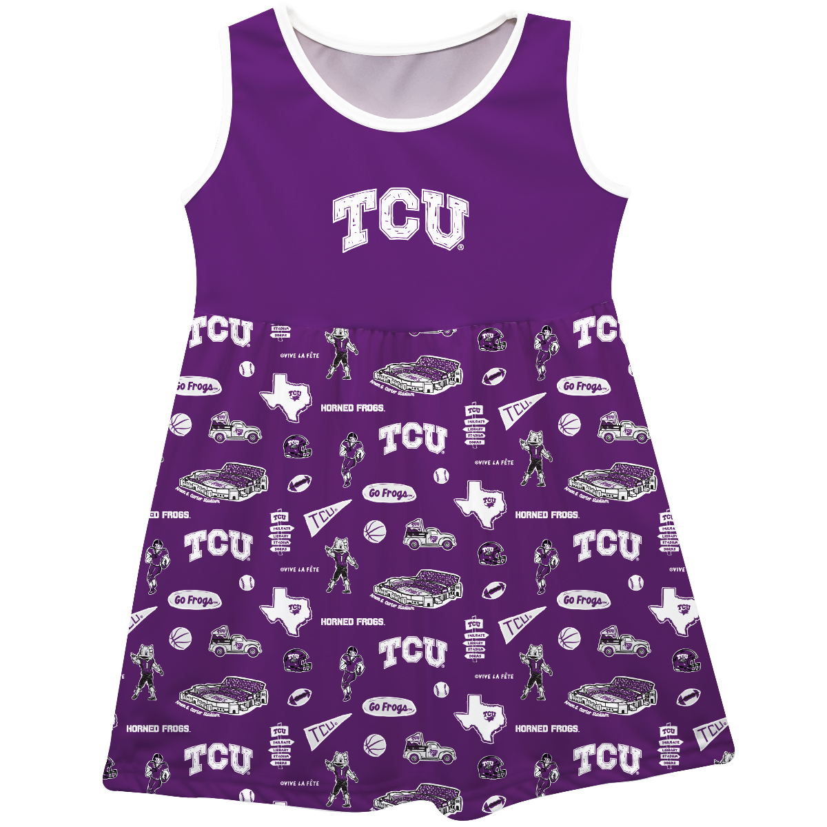 Girls Infant Vive La Fete Purple TCU Horned Frogs Impressions Artwork Tank Top Dress