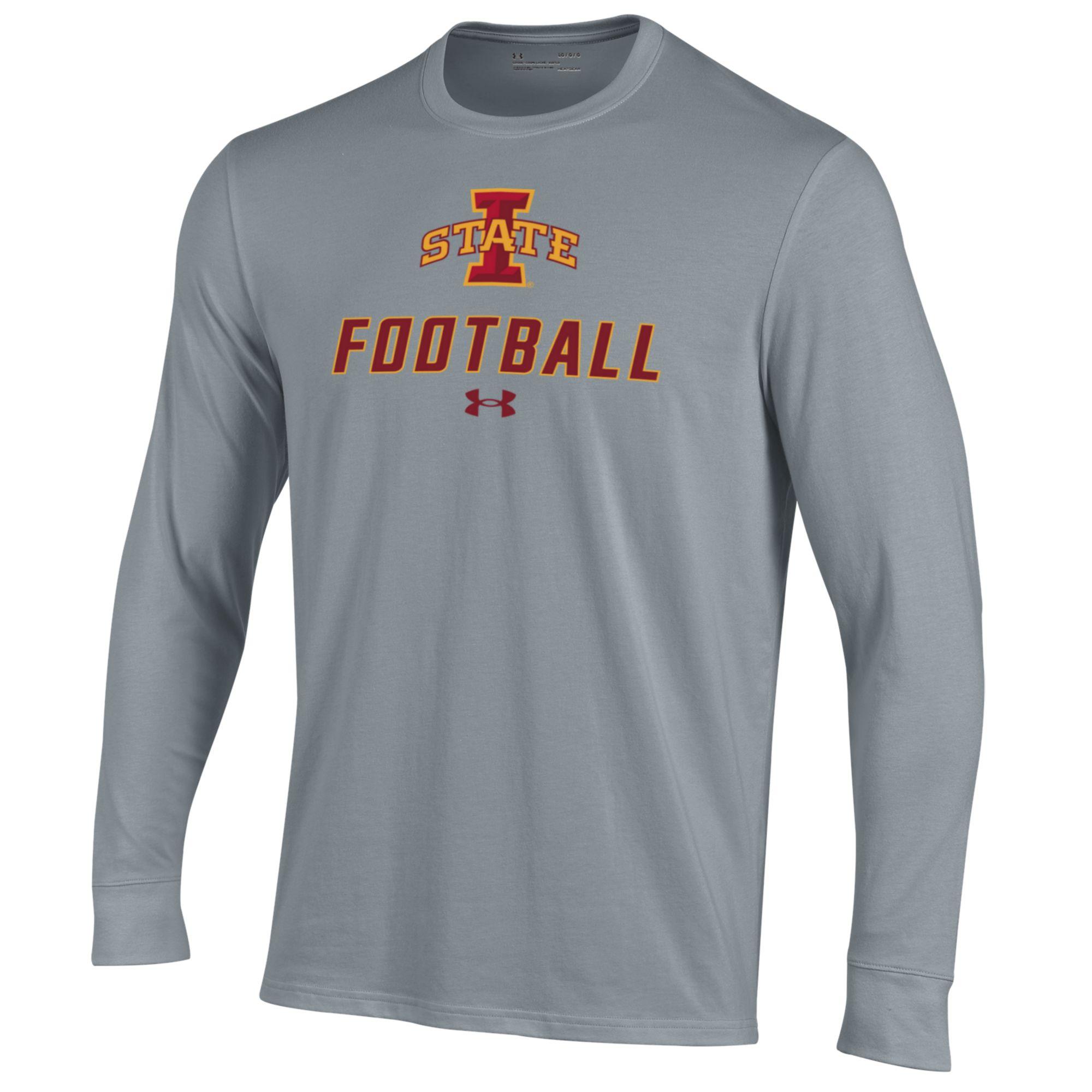 Men's Under Armour Grey Iowa State Cyclones Football Performance Long Sleeve T-Shirt - Image 3