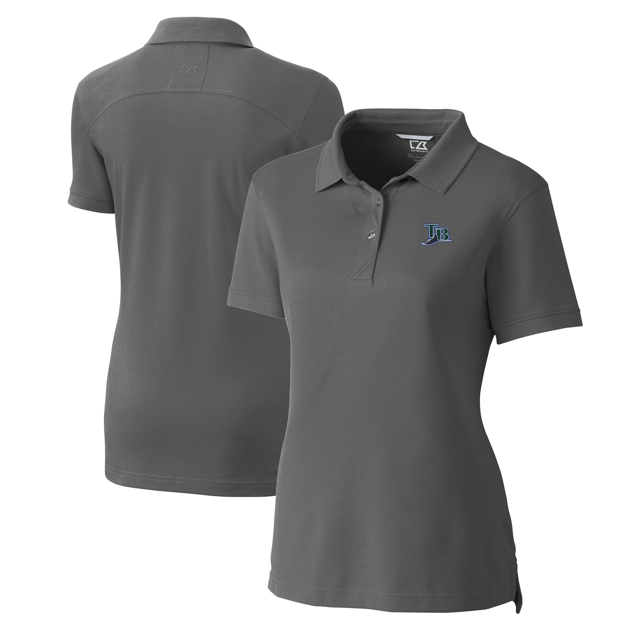 Women's Cutter & Buck Gray Tampa Bay Rays Cooperstown Collection DryTec Advantage Tri-Blend Pique Polo - Image 2