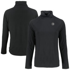 Women's Cutter & Buck Black Chicago Cubs Coastline Epic Comfort Eco Recycled Funnel Neck Pullover Top