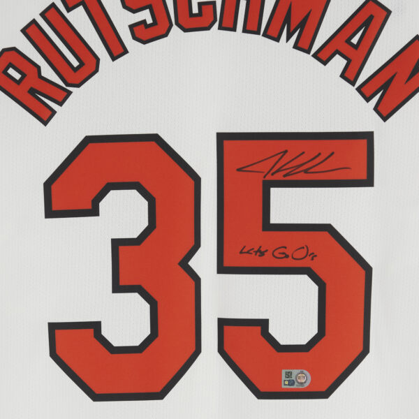 Adley Rutschman Baltimore Orioles Autographed White Nike Limited Jersey with "Lets Go O's" Inscription - Image 5