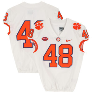 Clemson Tigers Team-Issued Nike #48 White Jersey from the Football Program - Size 42