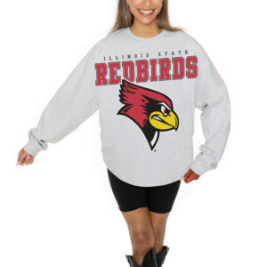 Women's Gameday Couture Ash Illinois State Redbirds Big Goals Relaxed Fit French Terry Pullover Sweatshirt