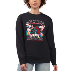 Women's G-III 4Her by Carl Banks Black Arizona Diamondbacks Flowers Graphic Pullover Sweatshirt