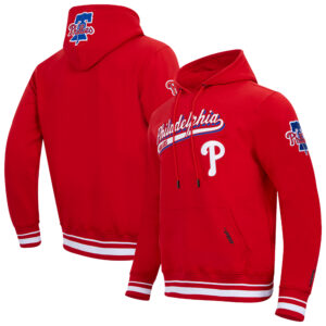 Men's Pro Standard Red Philadelphia Phillies Script Tail Fleece Pullover Hoodie