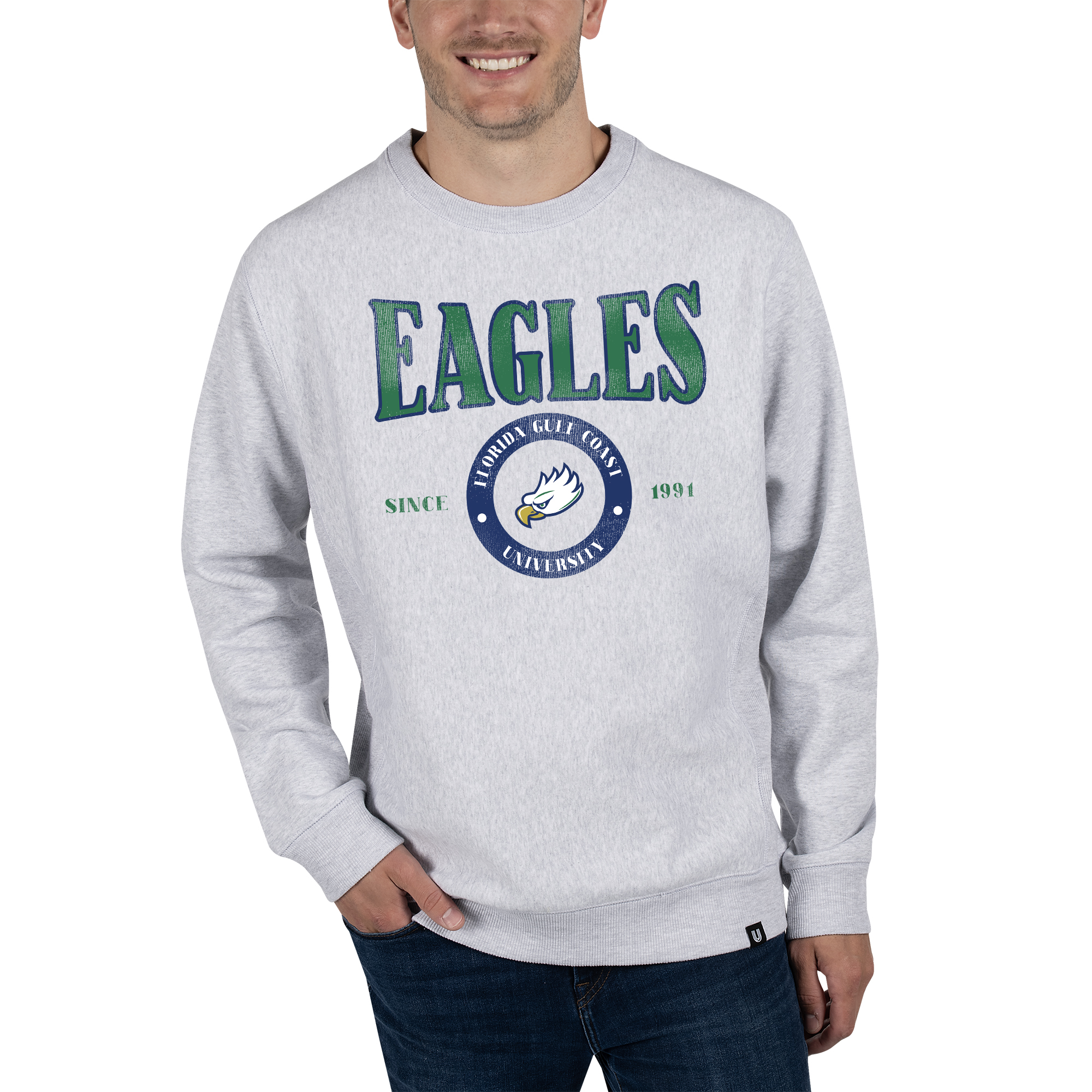 Unisex Uscape Apparel Heather Gray Florida Gulf Coast Eagles Premium Heavyweight Pullover Sweatshirt