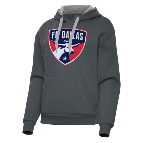 Women's Antigua Charcoal FC Dallas Victory Pullover Hoodie