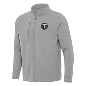 Men's Antigua Gray Portland Timbers Regard Full-Zip Jacket