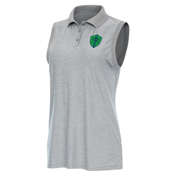 Women's Antigua Heather Gray Seattle Sounders FC Recap Sleeveless Polo