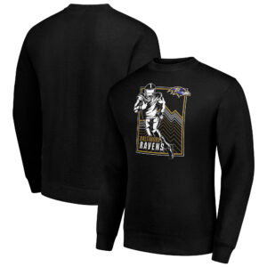 Men's Starter Black Baltimore Ravens Player Grid Pullover Sweatshirt