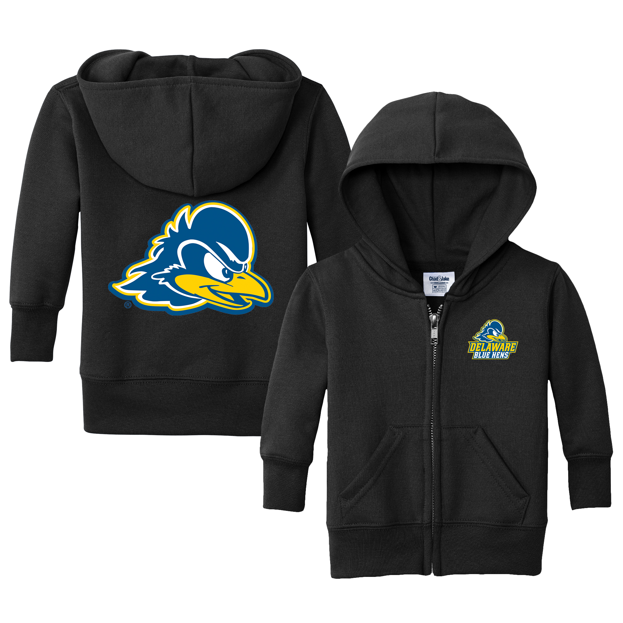 Toddler Chad & Jake Black Delaware Fightin' Blue Hens Logo Full-Zip Hoodie Jacket