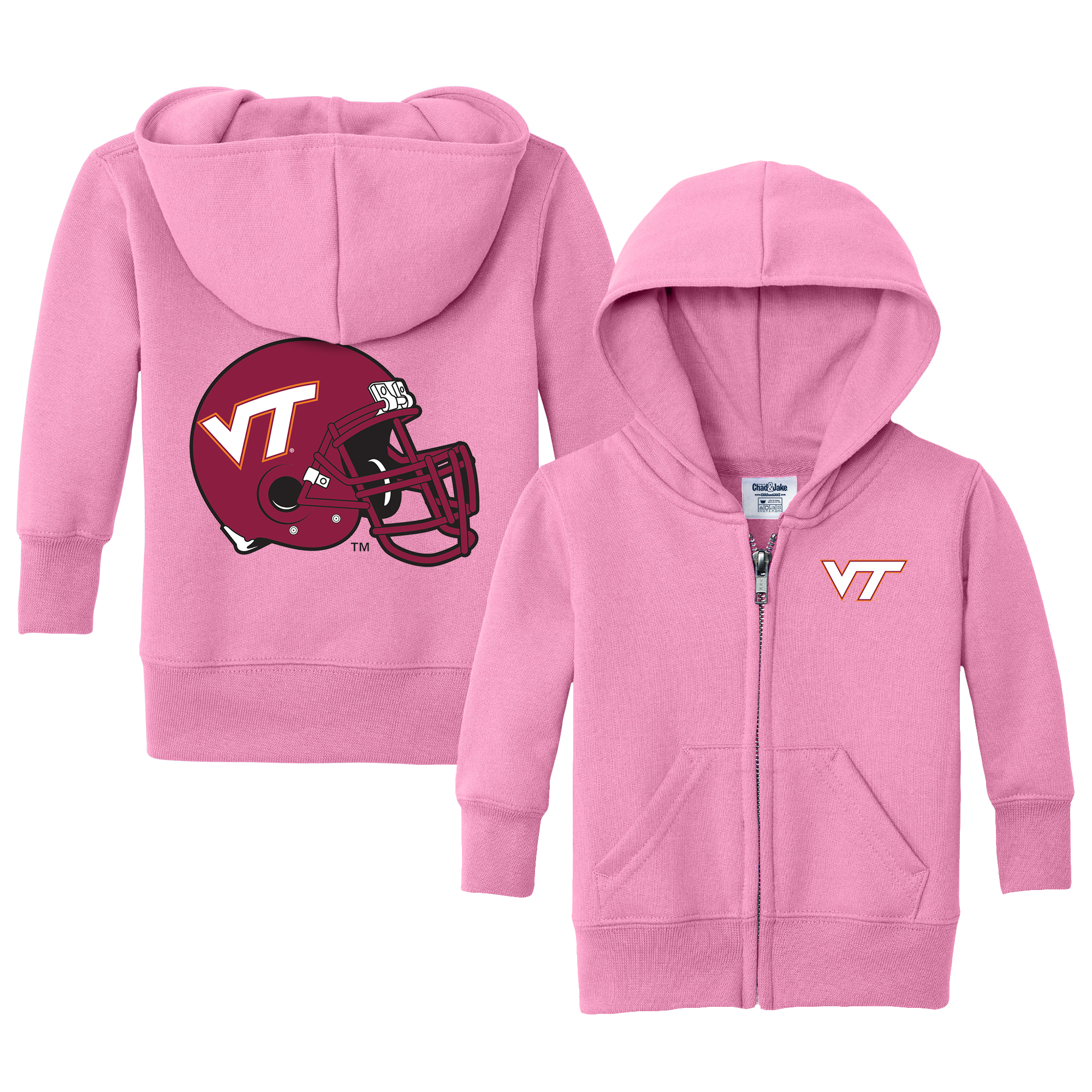 Toddler Chad & Jake Pink Virginia Tech Hokies Logo Full-Zip Hoodie Jacket