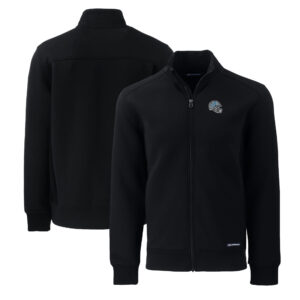 Men's Cutter & Buck Black/White SMU Mustangs Pike Eco Symmetry Print Stretch Recycled Polo