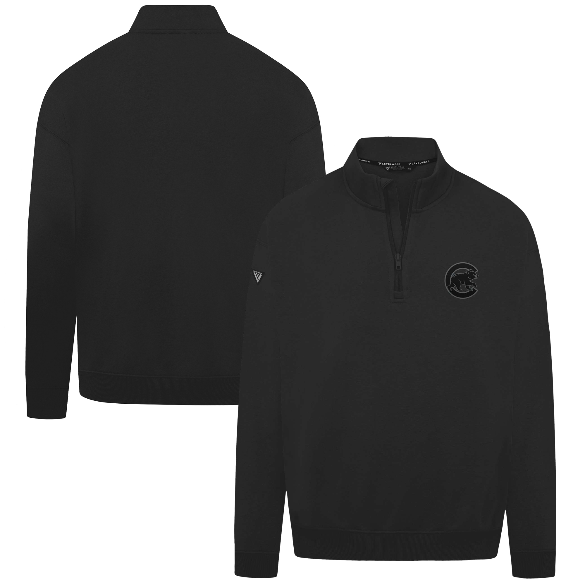 Men's Levelwear Black Chicago Cubs Murray Nightfall Quarter-Zip Top