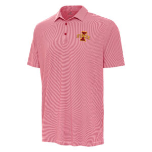 Men's Antigua Red/White Iowa State Cyclones Twine Polo