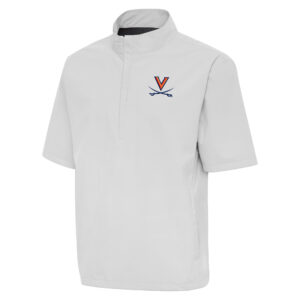 Men's Antigua  Gray Virginia Cavaliers Brisk Short Sleeve Quarter-Zip Windbreaker
