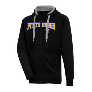 Men's Antigua Black Pitt Panthers Big & Tall Victory Raglan Full-Zip Hoodie Jacket