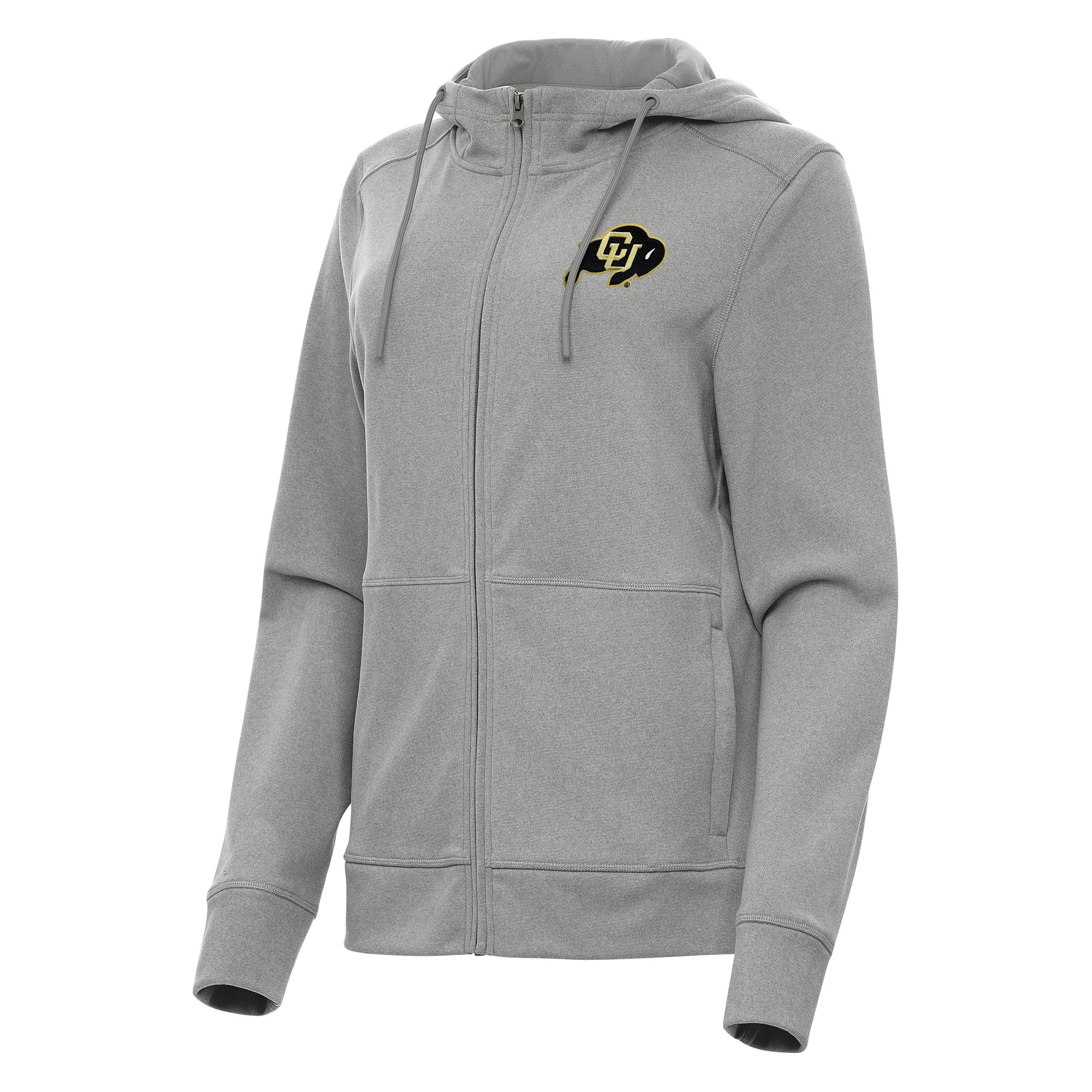 Women's Antigua Heather Gray Colorado Buffaloes Seeker Full-Zip Hoodie
