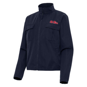 Women's Antigua  Navy Ole Miss Rebels Even Par Full-Zip Jacket