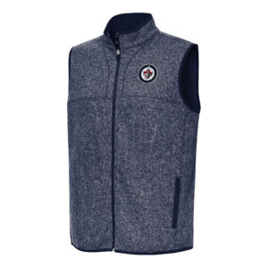 Men's Antigua Heather Navy Winnipeg Jets Fortune Full-Zip Vest