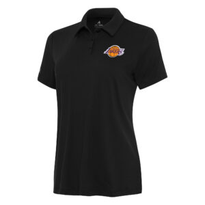 Women's Antigua Black Los Angeles Lakers Reprocess Polo