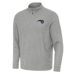 Men's Antigua Heather Gray Orlando Magic Subtle Quarter-Zip Sweatshirt