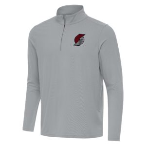 Men's Antigua Gray Portland Trail Blazers Intent Quarter-Zip Top