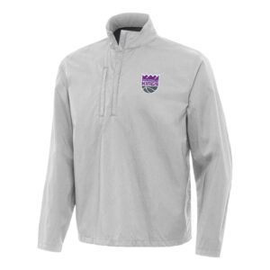 Men's Antigua Heather Gray Sacramento Kings Brisk Quarter-Zip Windbreaker