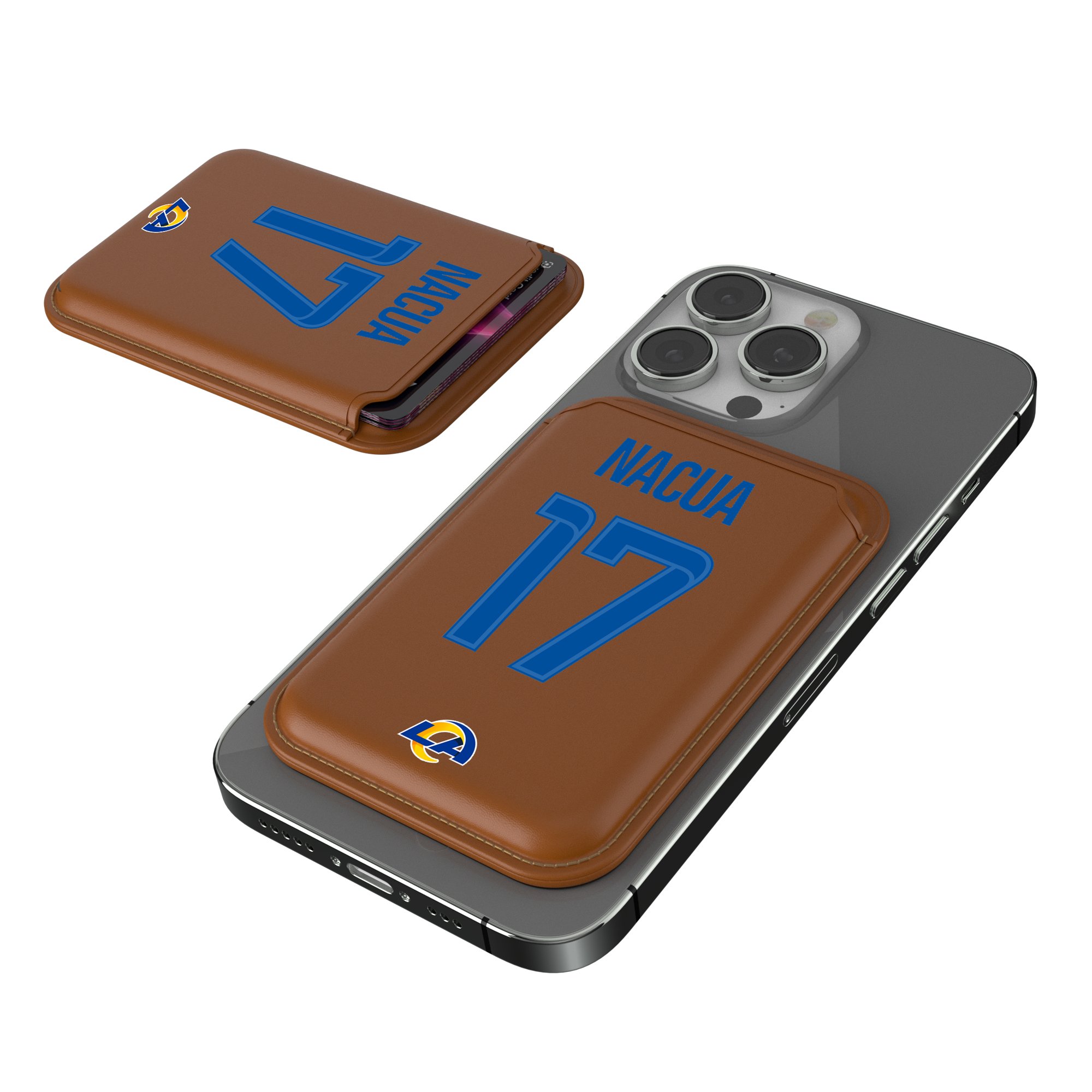 Keyscaper Puka Nacua Brown Los Angeles Rams Magnetic Credit Card Wallet