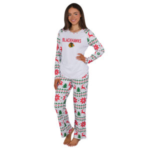 Women's Concepts Sport  White Chicago Blackhawks Tidings Knit Long Sleeve Top & Pants Set