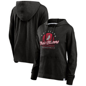 Women's Fanatics Black Portland Trail Blazers Full Steam Slub Hoodie T-Shirt