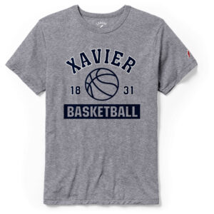 Men's League Collegiate Wear Heather Gray Xavier Musketeers Basketball Team Arch Victory Falls Tri-Blend T-Shirt