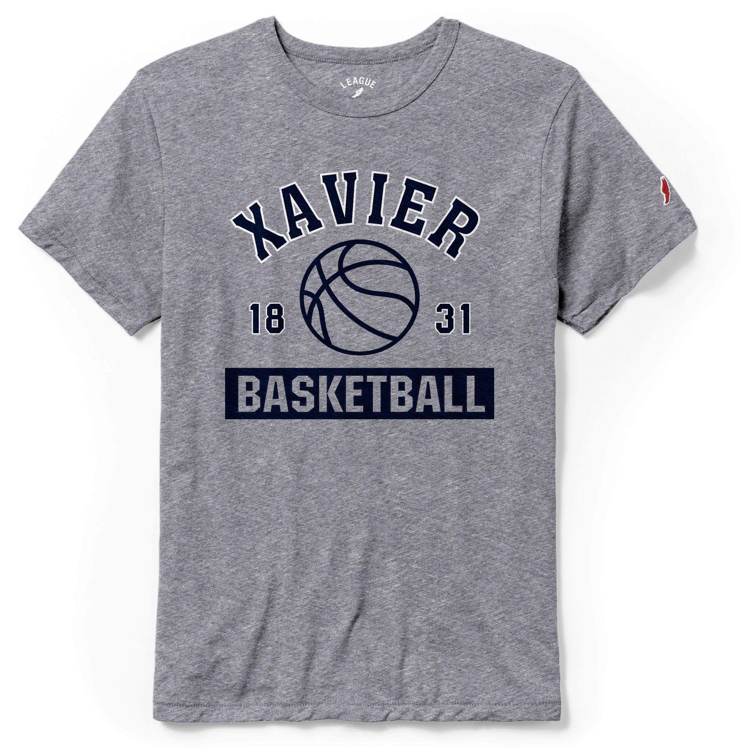 Men's League Collegiate Wear Heather Gray Xavier Musketeers Basketball Team Arch Victory Falls Tri-Blend T-Shirt