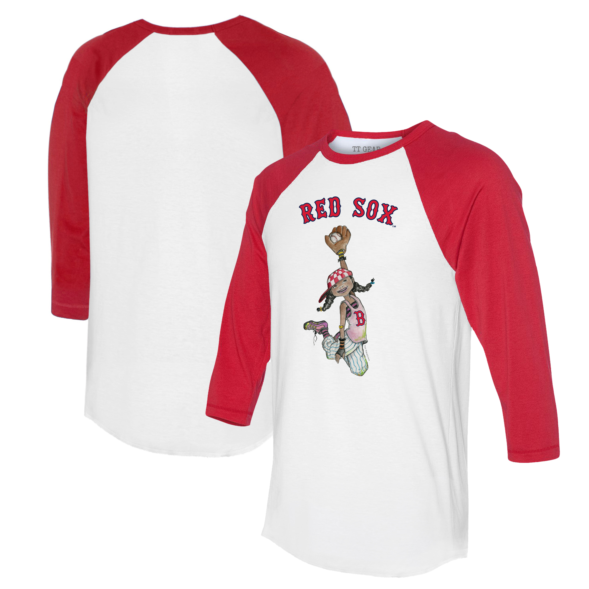 Women's Tiny Turnip White/Red Boston Red Sox Jada 3/4-Sleeve Raglan T-Shirt - Image 5