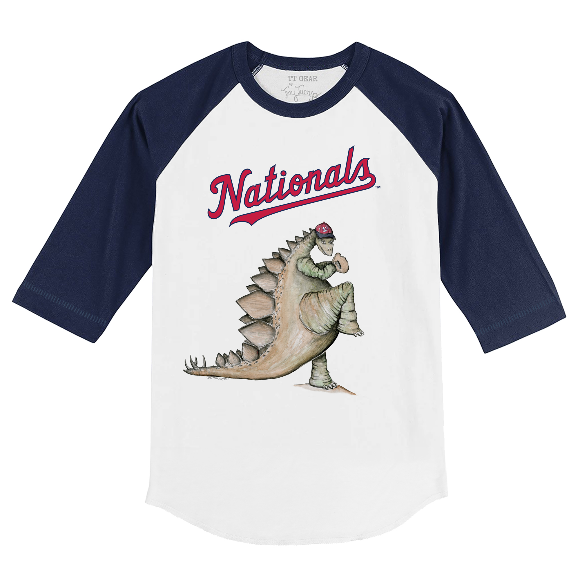 Toddler Tiny Turnip White/Navy Washington Nationals Stega 3/4-Sleeve Raglan T-Shirt - Image 3