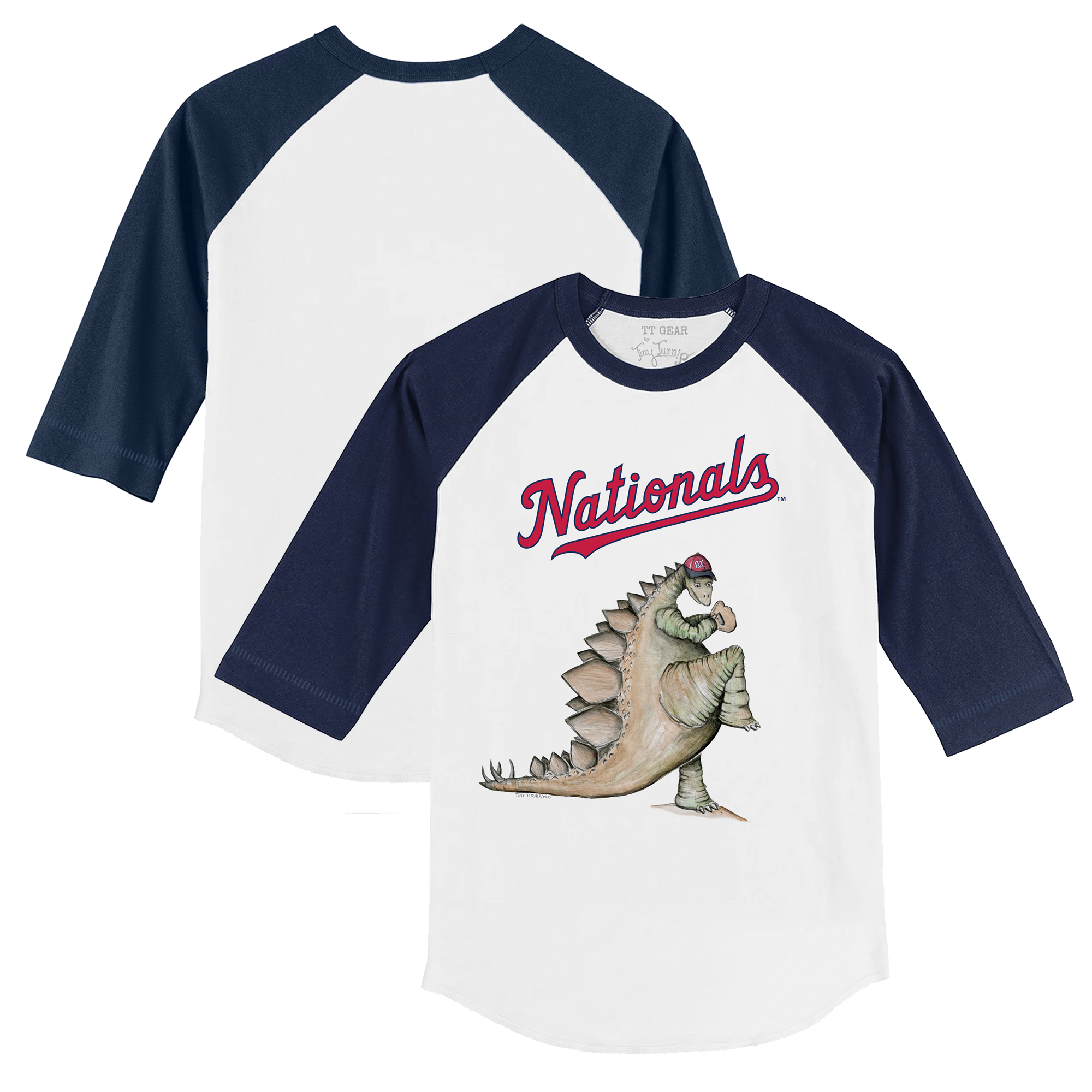 Toddler Tiny Turnip White/Navy Washington Nationals Stega 3/4-Sleeve Raglan T-Shirt