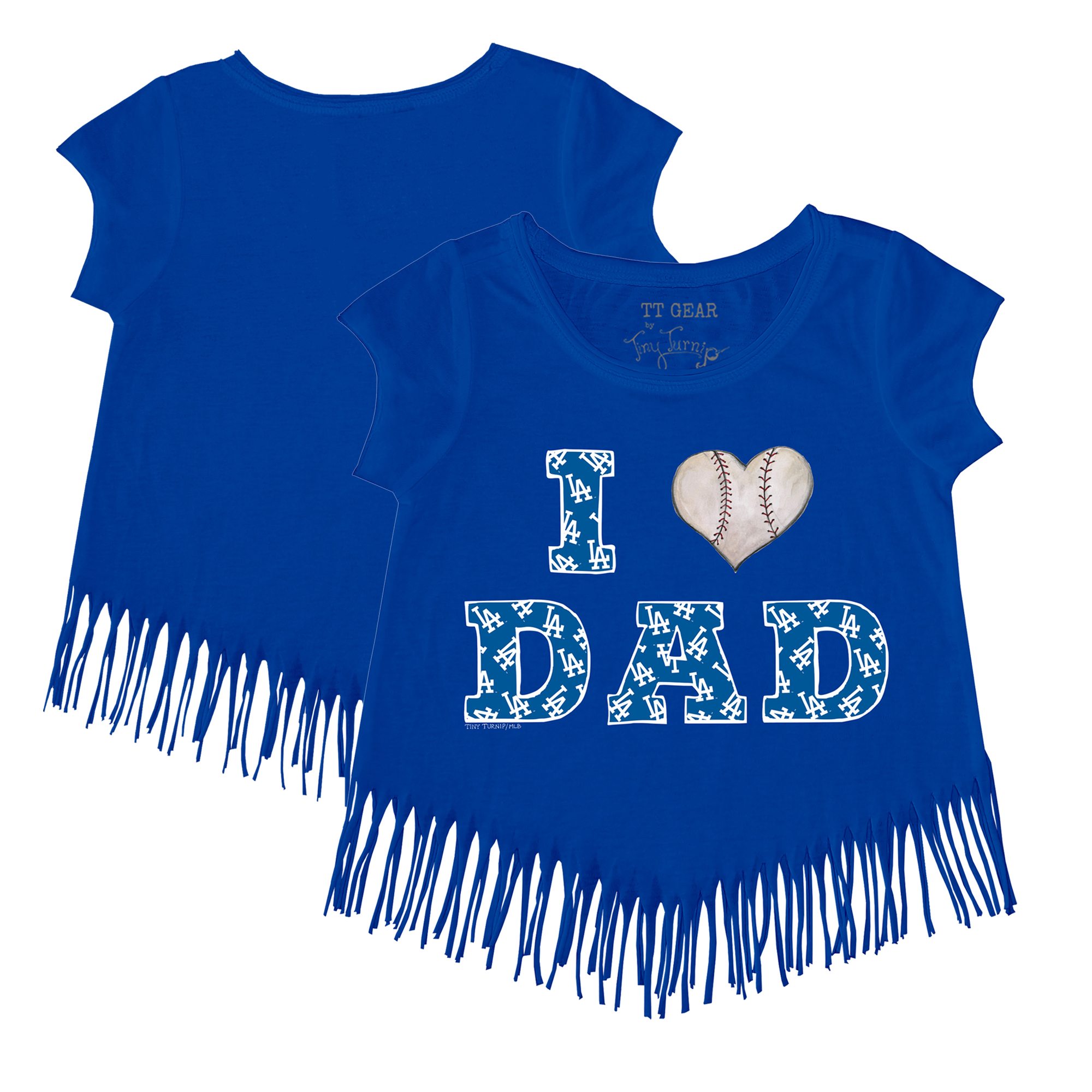 Girls Youth Tiny Turnip Royal Los Angeles Dodgers I Love Dad Fringe T-Shirt - Image 5