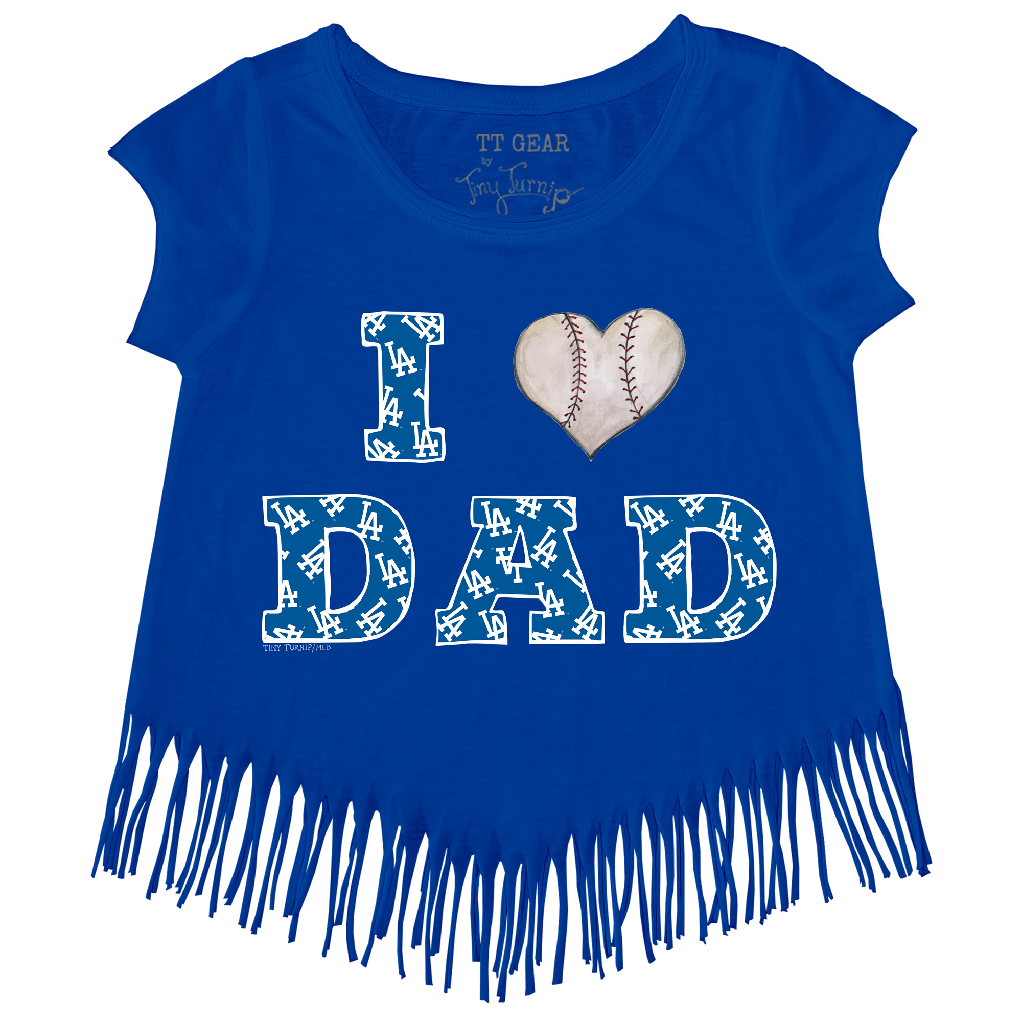Girls Youth Tiny Turnip Royal Los Angeles Dodgers I Love Dad Fringe T-Shirt - Image 6