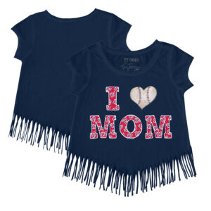 Girls Youth Tiny Turnip Navy Washington Nationals I Love Mom Fringe T-Shirt