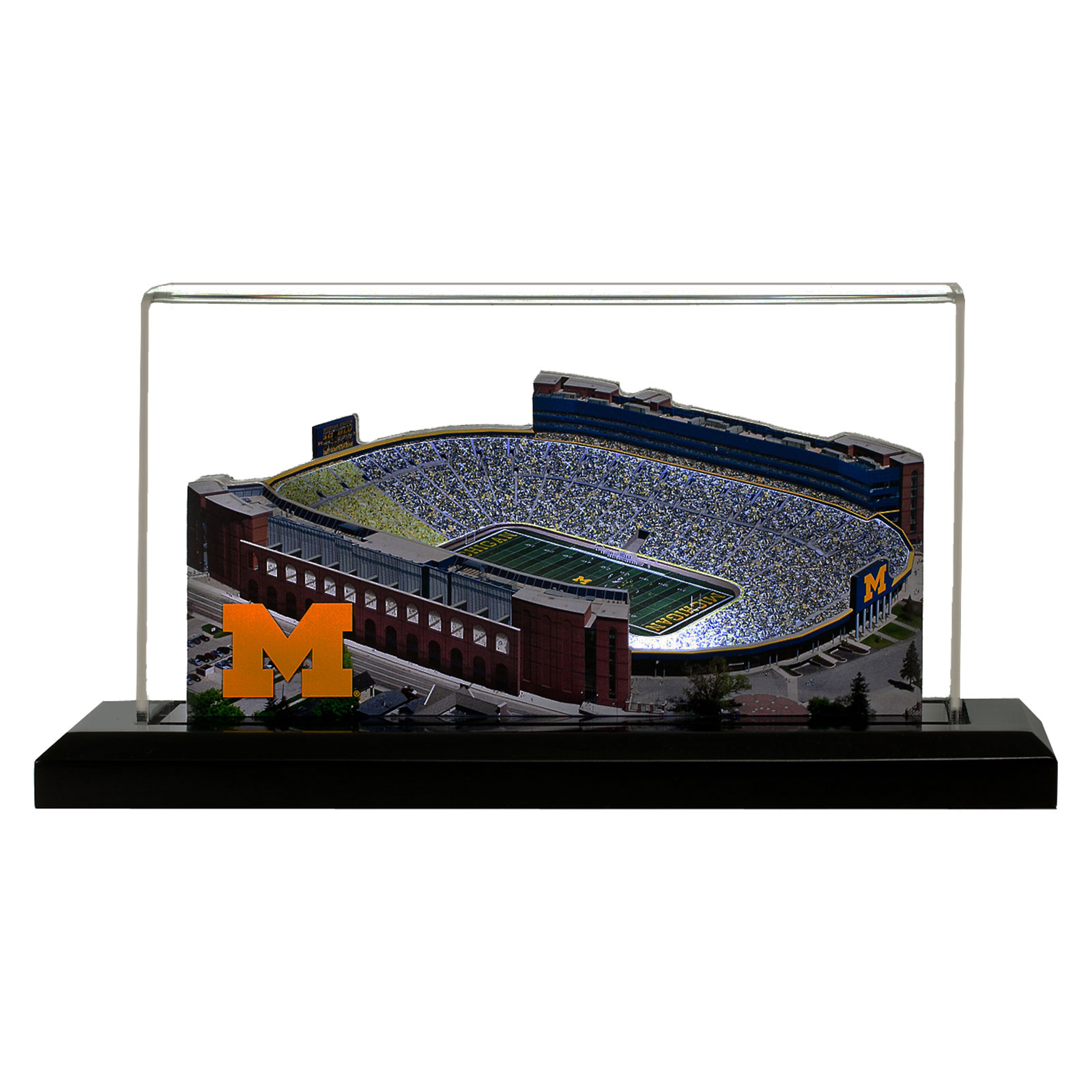 Michigan Wolverines 19" x 9" Light Up Stadium with Display Case