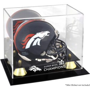 Denver Broncos Golden Classic Mini Helmet Super Bowl 50 Champions Logo Display Case