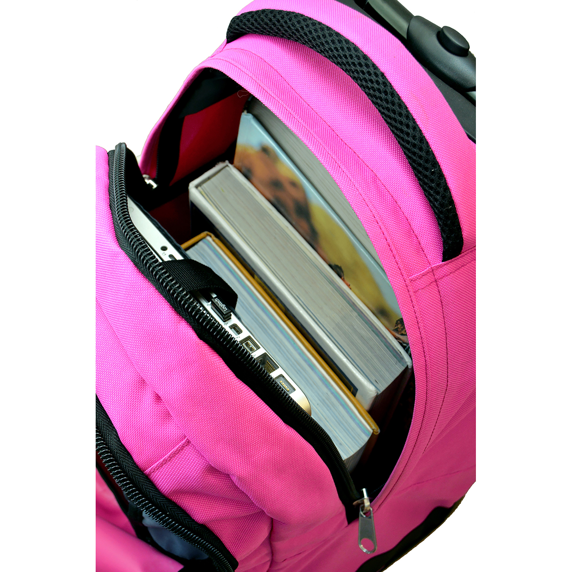 MOJO Pink Los Angeles Chargers 19'' Premium Wheeled Backpack - Image 7
