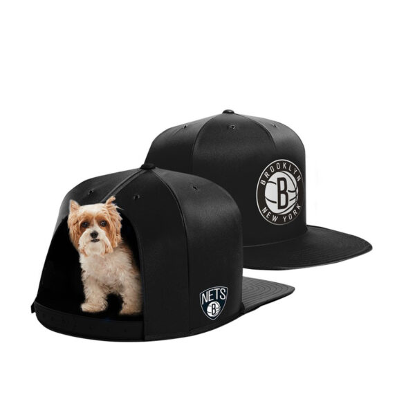 Black Brooklyn Nets Small Pet Nap Cap Dog Bed